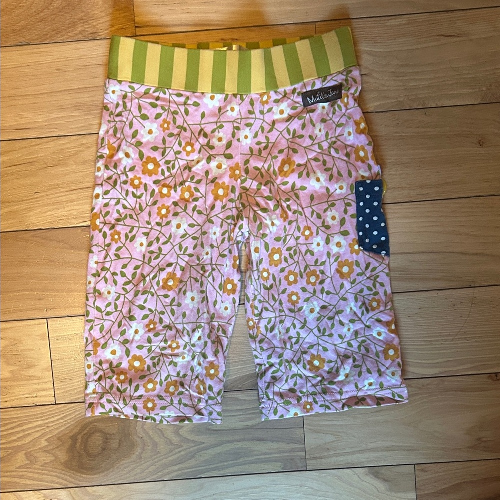 Matilda Jane Pink Floral Kids bottoms with Green Waistband